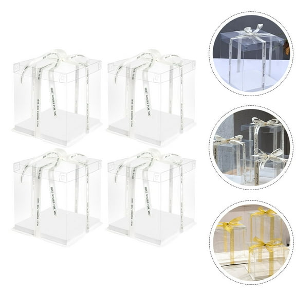 SEWCHICS Mini Dessert Cake Boxes Square Design 4Pcs for Birthday Party