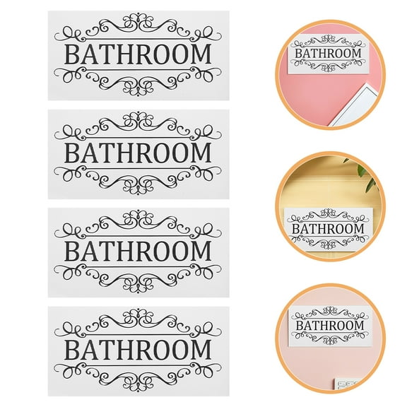 WHAMVOX 4pcs Bathroom Wall Decals Sticker Bathroom Funny Wall Decor Restroom Sign Art Decals For Toilet Laundry Room Shower Room Decoration