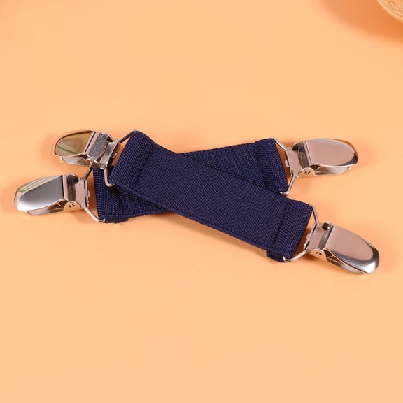 WHAMVOX 4pcs Bed Sheet Fixed Buckles Anti-slip Fasteners Sofa Cushion Non-slip Clips Elastic Grippers Belt (Navy)