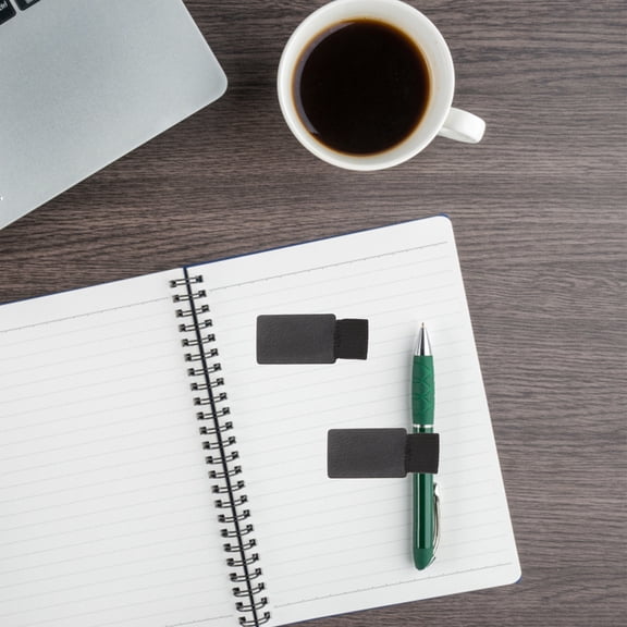 WHAMVOX 4pcs Black Portable Pen Clips Creative Pen Phone Holder Elastic Pen Loop Notebook Accessories Office Supplies