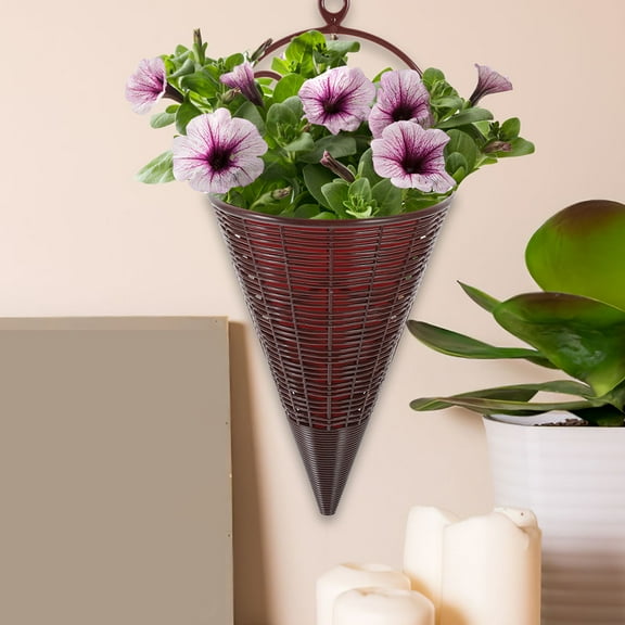 WHAMVOX 4pcs Decorative Hanging Planter Basket Cone Shaped Planter Woven Flower Arrangement Flower Basket Wall Mount Basket Hanging Basket For Flower