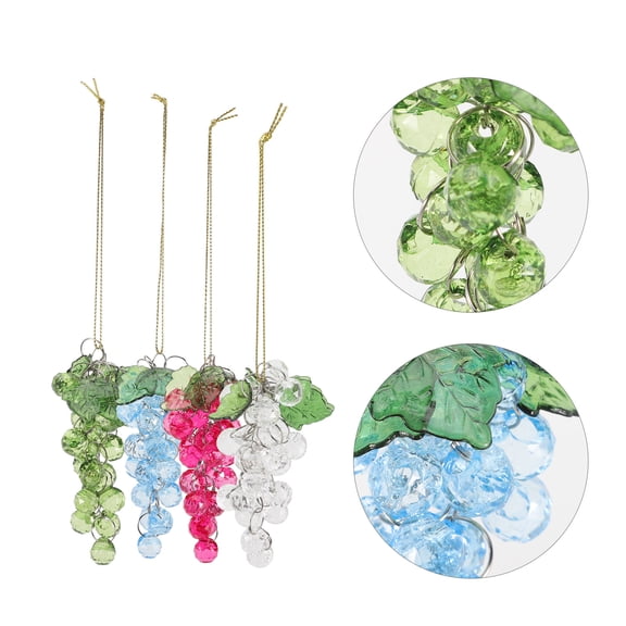 WHAMVOX 4pcs Handmade Acrylic Grape Beads Cluster Christmas Ornament