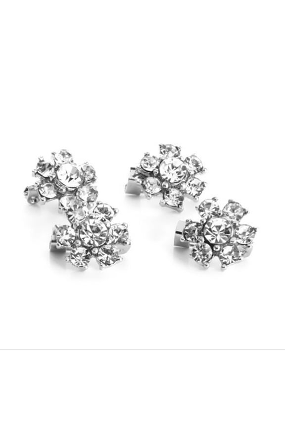 4pcs Mini Rhinestone Flower Pin Brooch Clips for Clothes Shoes Bag Decoration