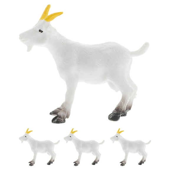 WHAMVOX 4pcs Mini Simulation PVC Farm Animals Goats Sheep Model Ornaments Fake Goat Model Simulation Fake Sheep Decoration Desktop Ornament