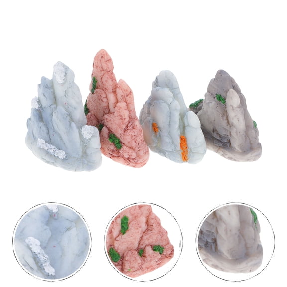 WHAMVOX 4pcs Miniature Bonsai Accessories for DIY Garden Ornament Indoor Bonsai Rockery Fish Tank Resin Rockeries Miniature Fake Rockery