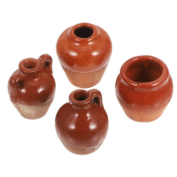 WHAMVOX 4pcs Miniature Bonsai Pots Small Ceramic Planters Fairy Garden Decorations DIY Dollhouse Pots Ceramic Planter Pots for Micro Landscape Projects
