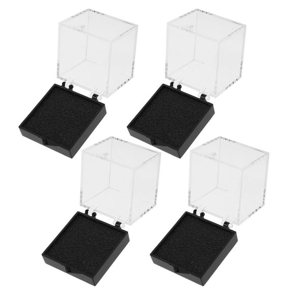 WHAMVOX Black Acrylic Collection Box with Sponge for Display and Storage Transparent Snap Closure Smooth Finish 4pcs