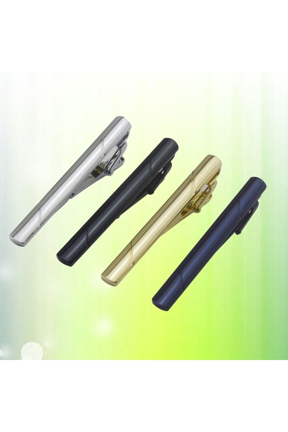 4Pcs Metal Tie Clips with Spring Loaded Mechanism for Straight Necktie Hold and Decoration