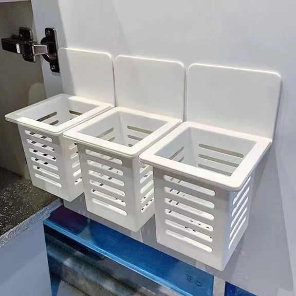 HOOWIFFY Hanging Bathroom Organizer Wall Mounted Kitchenware Rack PP 4Pcs