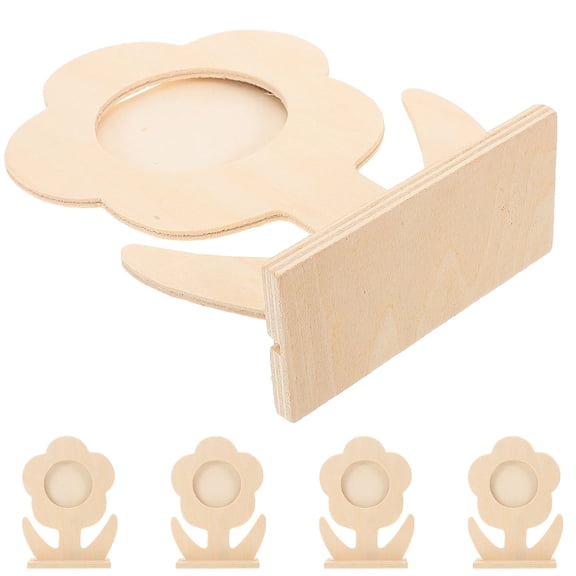 WHAMVOX  5 PCS Flower Shape Picture Frame Unfinished Wood Photo Frames Holder