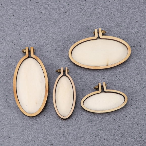 WHAMVOX 5 Pcs Cross Stitch Fixing Frame Embroidery Mini Wood DIY Wooden Stitch for Crafting Sewing Stitching (Vertical Elliptical Cross Elliptical Shape Style)