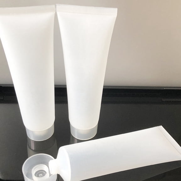 SKISUNO 5-Pack Cosmetic Tube White Refillable Travel Bottles Leak-Proof for Lotion, Shampoo, Conditioner