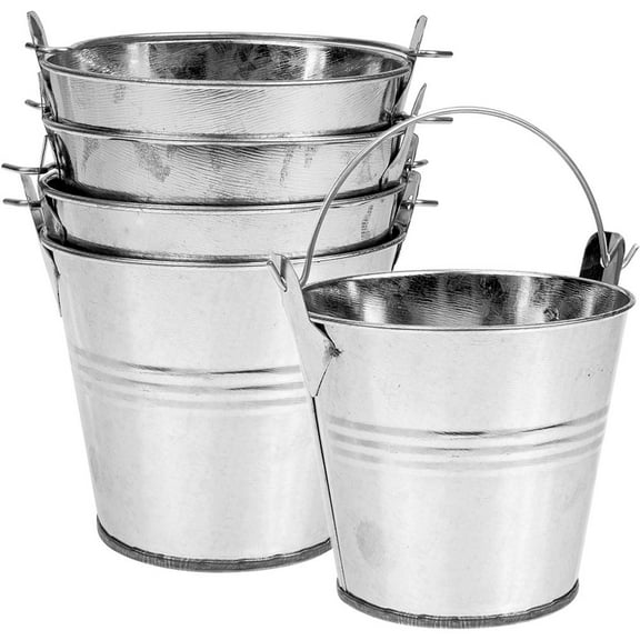 WHAMVOX  5 Pcs Iron Flower Vessel Candy Bucket Tin Pots for Decorations Silver