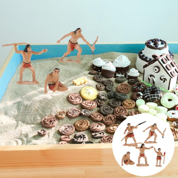 WHAMVOX 5 Pcs Mini Primitive Men Figurines Model Man