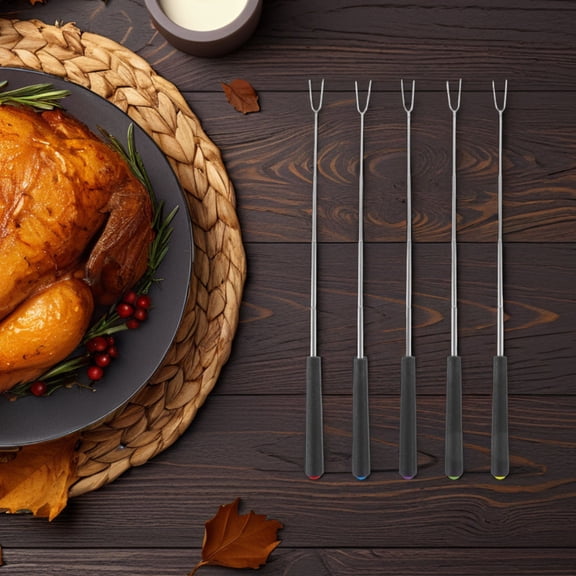 WHAMVOX 5 Pcs Stainless Steel Roasting Sticks With Colorful Handles For Bbq Campfire And Bonfire Roasting Hot Dogs And Marshmallows