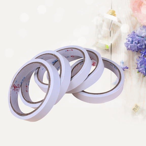 WHAMVOX 5-Pack Double-Sided Wide Adhesive Tape for Crafts, Two-Way Strong Bonding White Tape Rolls