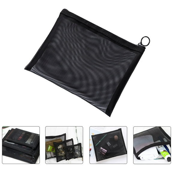 WHAMVOX 5 Pcs Zip Makeup Storage Bag Premium Material Makeup Bag .5x21cm Black