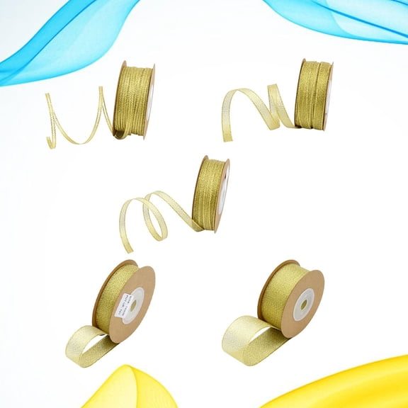 HOOWIFFY 5 Roll Cloth Ribbon Polyester Golden Ribbed Design DIY Projects for and Artists