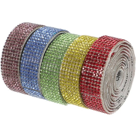 WHAMVOX  5 Rolls Rhinestone Band Rhinestones Bling Glitter Ribbons Sticker