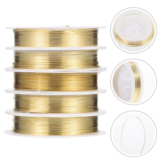 LITINKIMI Tarnish Resistant Copper Wires Golden 5 Rolls for Earrings Making