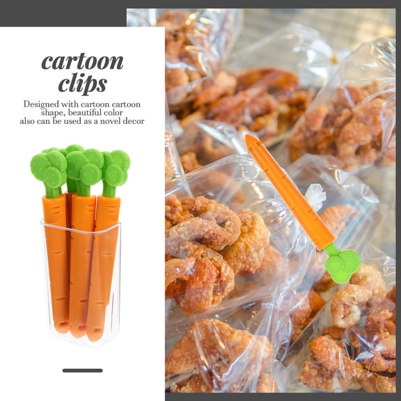 Luxshiny 5Sets Food Bag Clips Plastic Sealing Clips Strong Grip Snack Clip with Carrot Decor