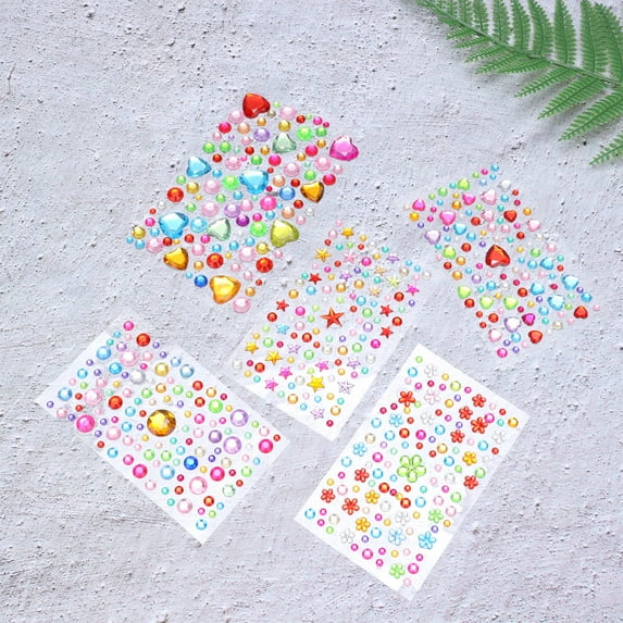 WHAMVOX 5-Pack Crystal Rhinestone Stickers Acrylic Beads Set for Phone Decoration, Crafts, Toys - Mixed Styles