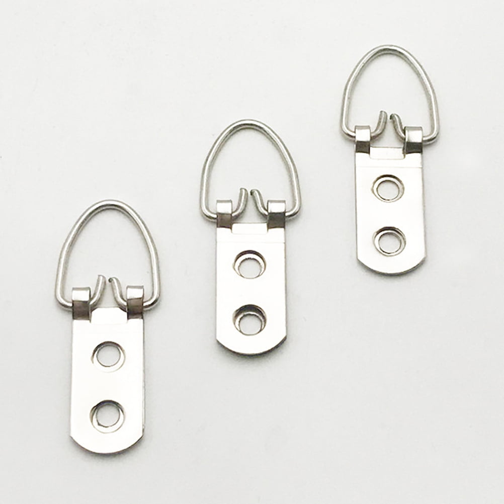 WHAMVOX 50 PCS D-ring Shape Dual Hole Hangers Cross Stitch Hanger Hooks for Home Decoration Painting Picture Hanging Hooks Wall Decorative Hooks with 100 PCS Screws