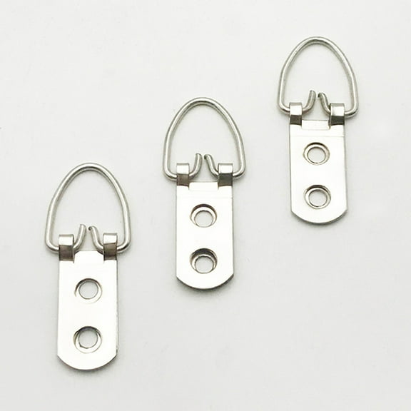 WHAMVOX 50 PCS D-ring Shape Dual Hole Hangers Cross Stitch Hanger Hooks for Home Decoration Painting Picture Hanging Hooks Wall Decorative Hooks with 100 PCS Screws