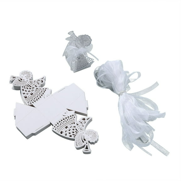 WHAMVOX 50pcs Cartoon Girl Wedding Favor Boxes Hollow Out Craft Paper Box for Gifts Candy Sweets (White)