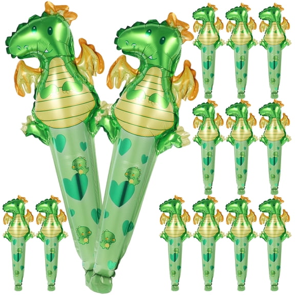 ROMANSENTIAL 50Pcs Cute Dinosaur Foil Balloons Handheld Party Favors and Celebration Decor