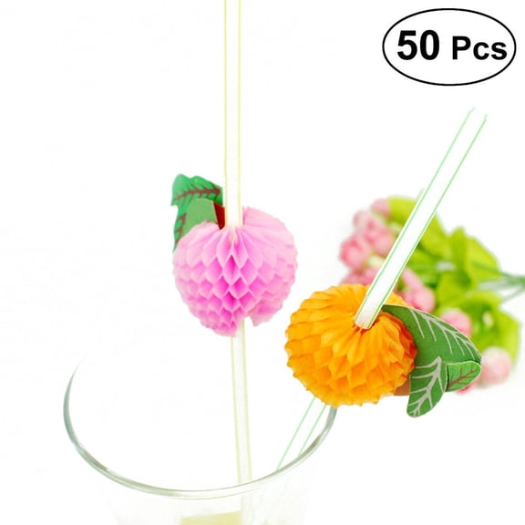 WHAMVOX 50 Pcs Disposable Plastic Drinking Pipes Beautiful