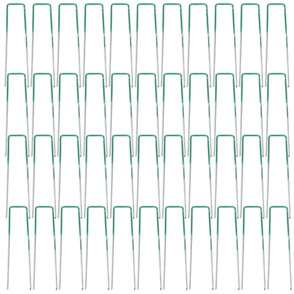 WHAMVOX 50 Pcs Garden Staple Stakes for Plants Artificial Grass Green