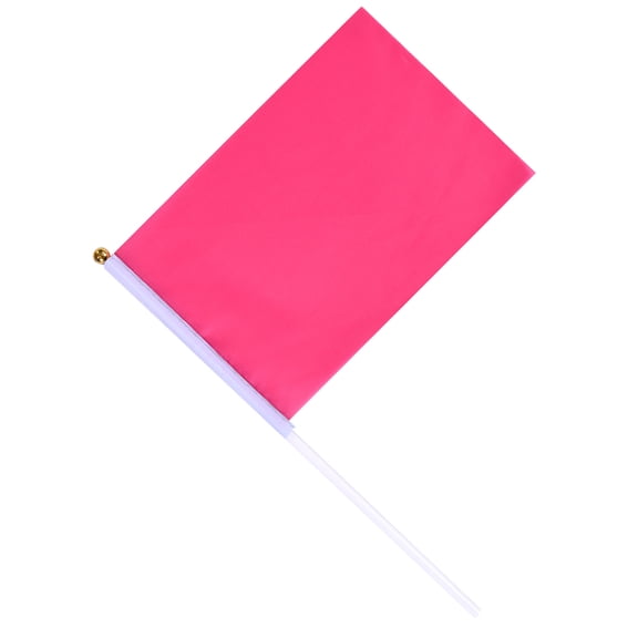 WHAMVOX  50 Pcs Hand Waving Flag Mini for Party DIY Flags Solid Color Rosy