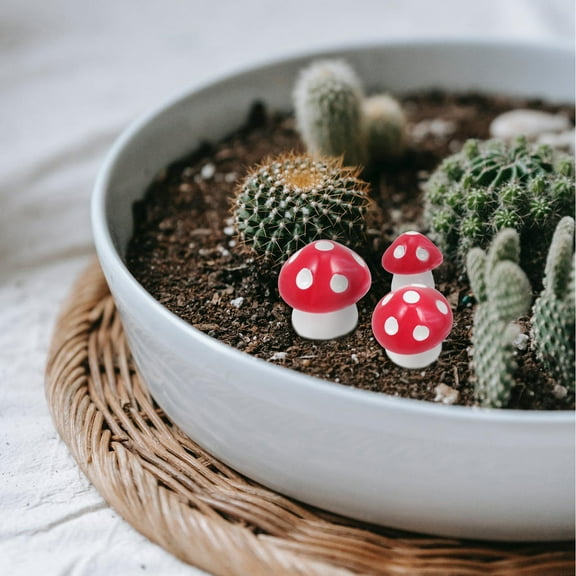 WHAMVOX  50 Pcs Mini Mushrooms for Crafts Ornament Exquisite Decor Red