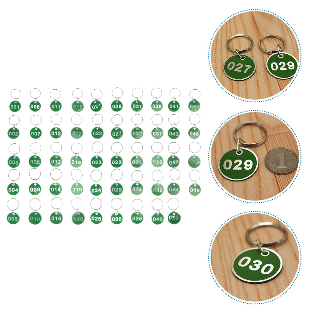 WHAMVOX 50 Pcs Number Plate Key Tags Numbered Locker Waterproof Green ...