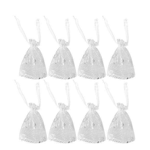 WHAMVOX  50 Pcs Organza Bags Jewelry Pouches Drawstring Silver Butterfly