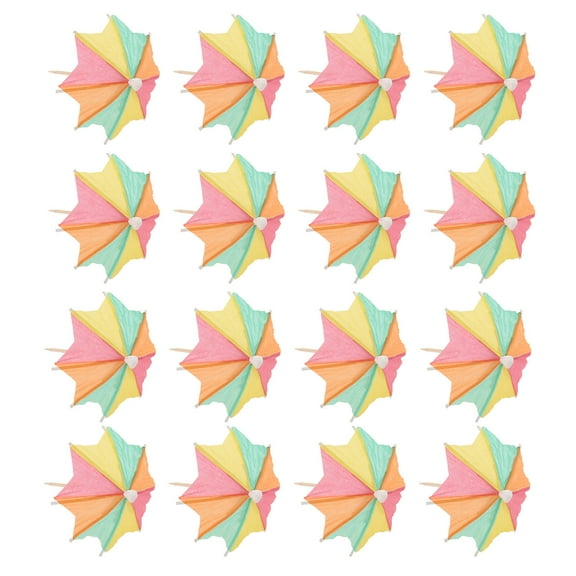 WHAMVOX 50 Pcs Paper Umbrella Flower Sign Decorations Cocktail Camping Cake Bamboo Stick 10x7cm