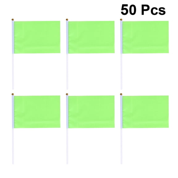 WHAMVOX 50 Pcs Small outside Flag Square Hand Waving Solid Color Flags Mini