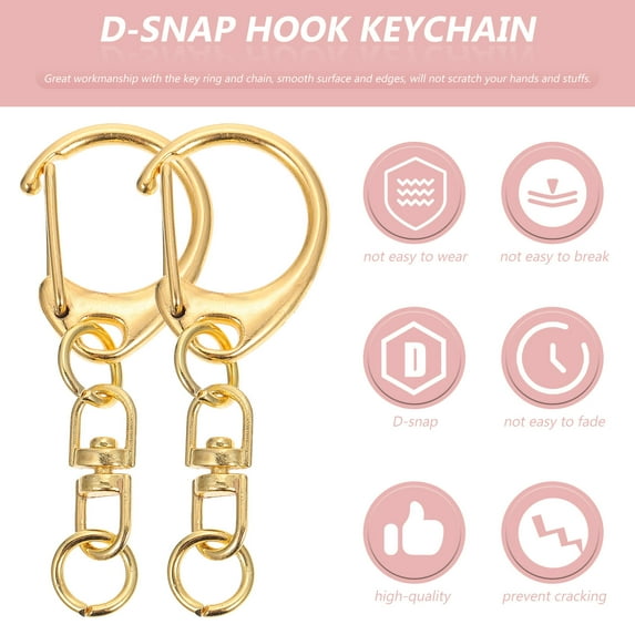 WHAMVOX 50 Pcs Swivel Lanyard Snap Hook Keyring Hooks Chain Hardware Golden