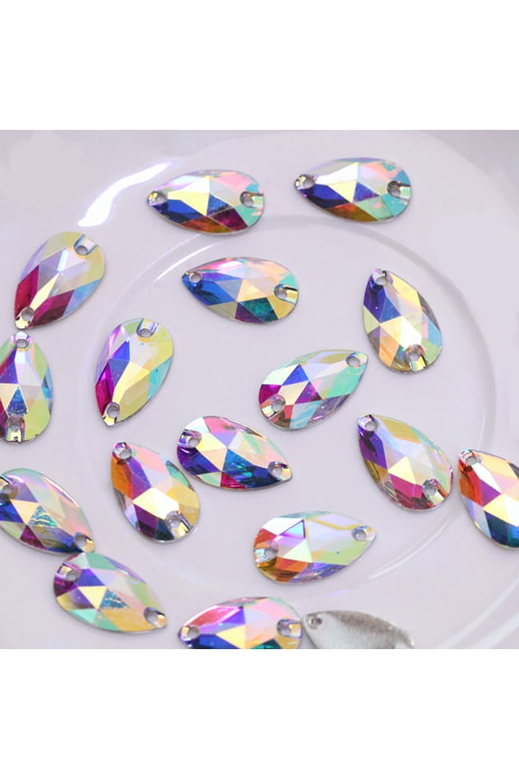 Flat Back Resin Embellishments Water Drop Multi for Costumes 50Pcs