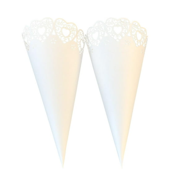 WHAMVOX  50 Pcs White Paper Cones Fountain Bouquet Wrapper