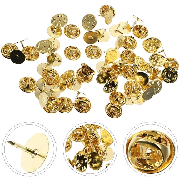 WHAMVOX  50 Sets Brooch Accessories Shaped Pin Locks Back Needles Tie Silver Clutch Bag Golden