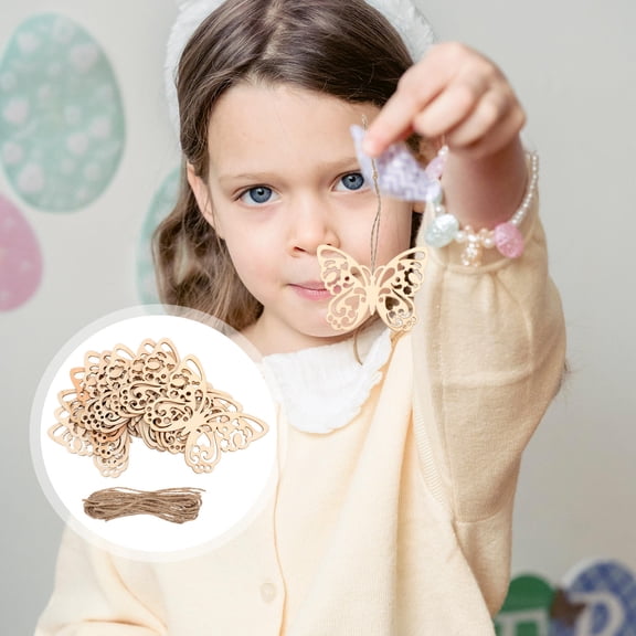 WHAMVOX  50 Sets Crafts Painting Wood Chips Handmade Table Decorations Child