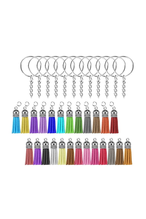 50-Pack Tassel Pendant Keychains, Decorative Key Accessories for Home, Office, and Door Keys