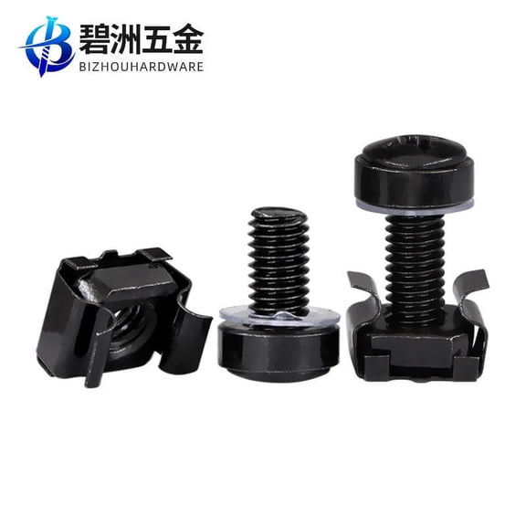 WHAMVOX 50-Piece Rack Mount Screws and Stainless Steel Cage Nuts Set for Server Cabinets Network and Server Mounting