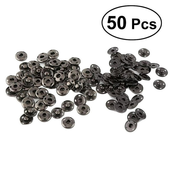 WHAMVOX 50 Sets Sewing Black Metal Hidden Button Sew on Snaps 1.50X1.50X0.50CM