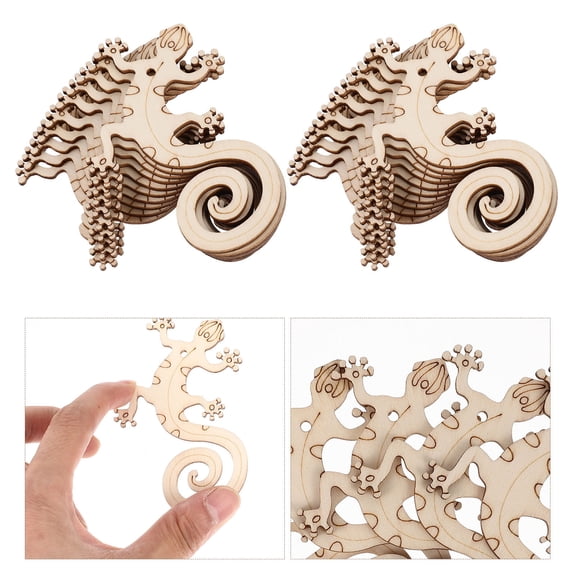 WHAMVOX 50 Sets Wood Chip Painting DIY Graffiti Lizard Cut Out Child