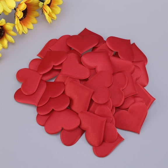 WHAMVOX 50 pcs Artificial Petals Love Heart Fake Sponge Heart Party Supplies Wedding Engagement Table Confetti Decoration Red