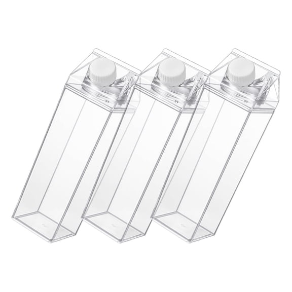 WHAMVOX 500ml Transparent Plastic Milk Carton Water Bottle Leakproof for Home Use and Outdoor Activities