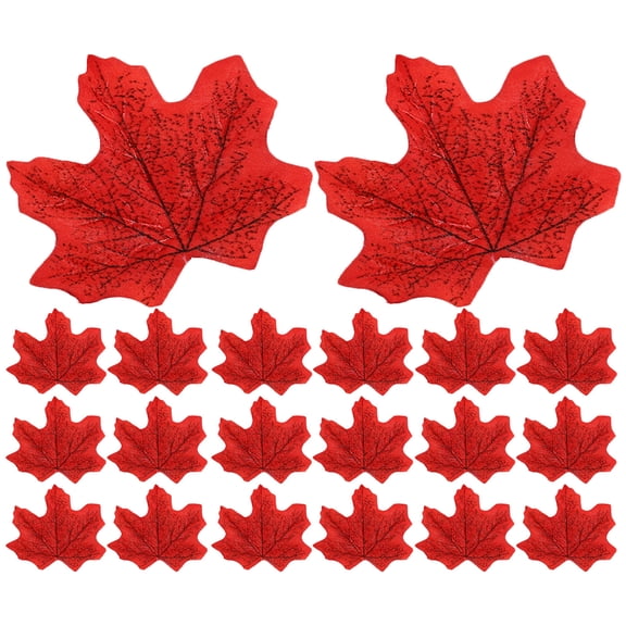 WHAMVOX 50Pcs Artificial Maple Leaves Cloth Fake Maple Leaves Simulation Props for Party Wedding Decoration (Red)